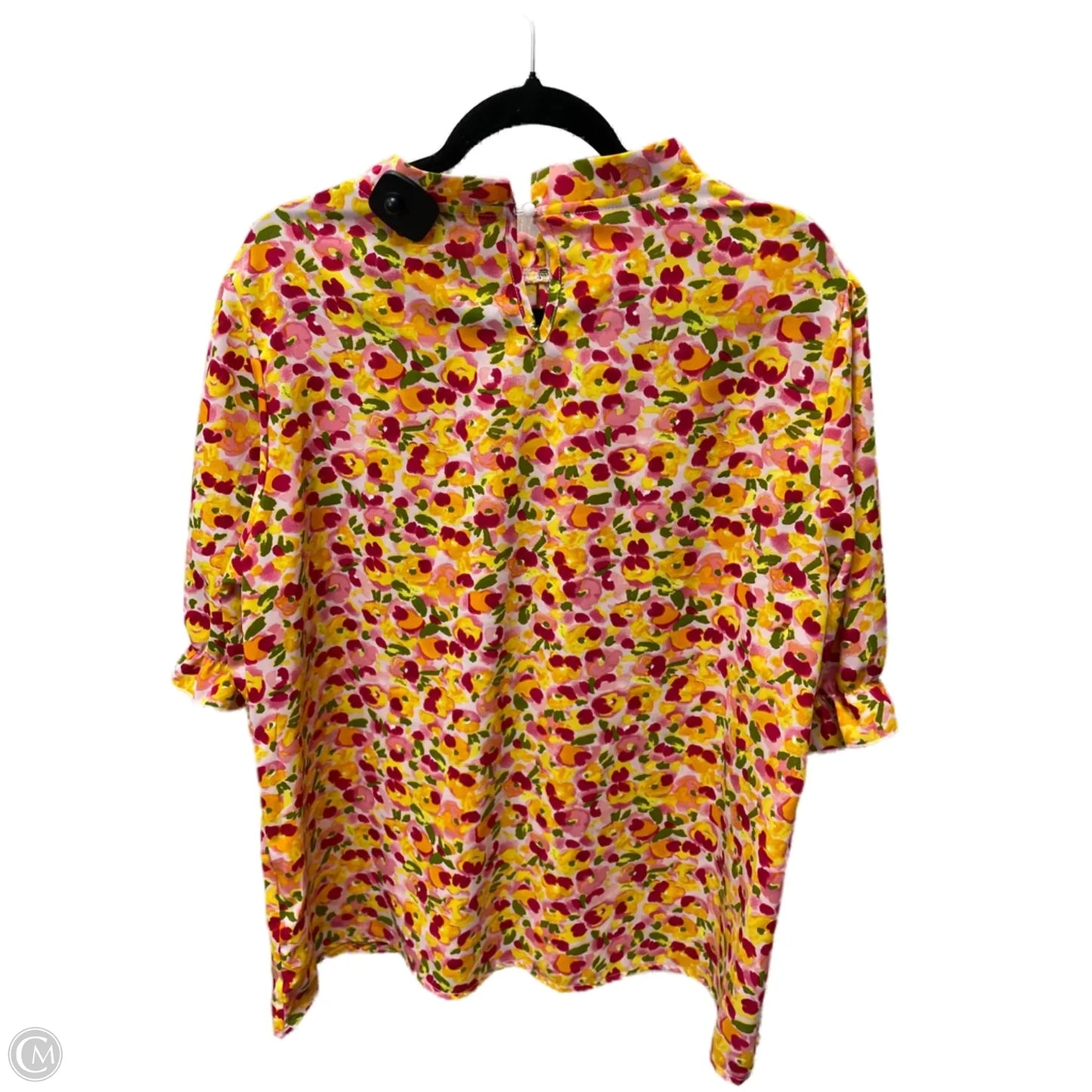 Blouse Short Sleeve By BTFBM In Floral Print, Size: Xl