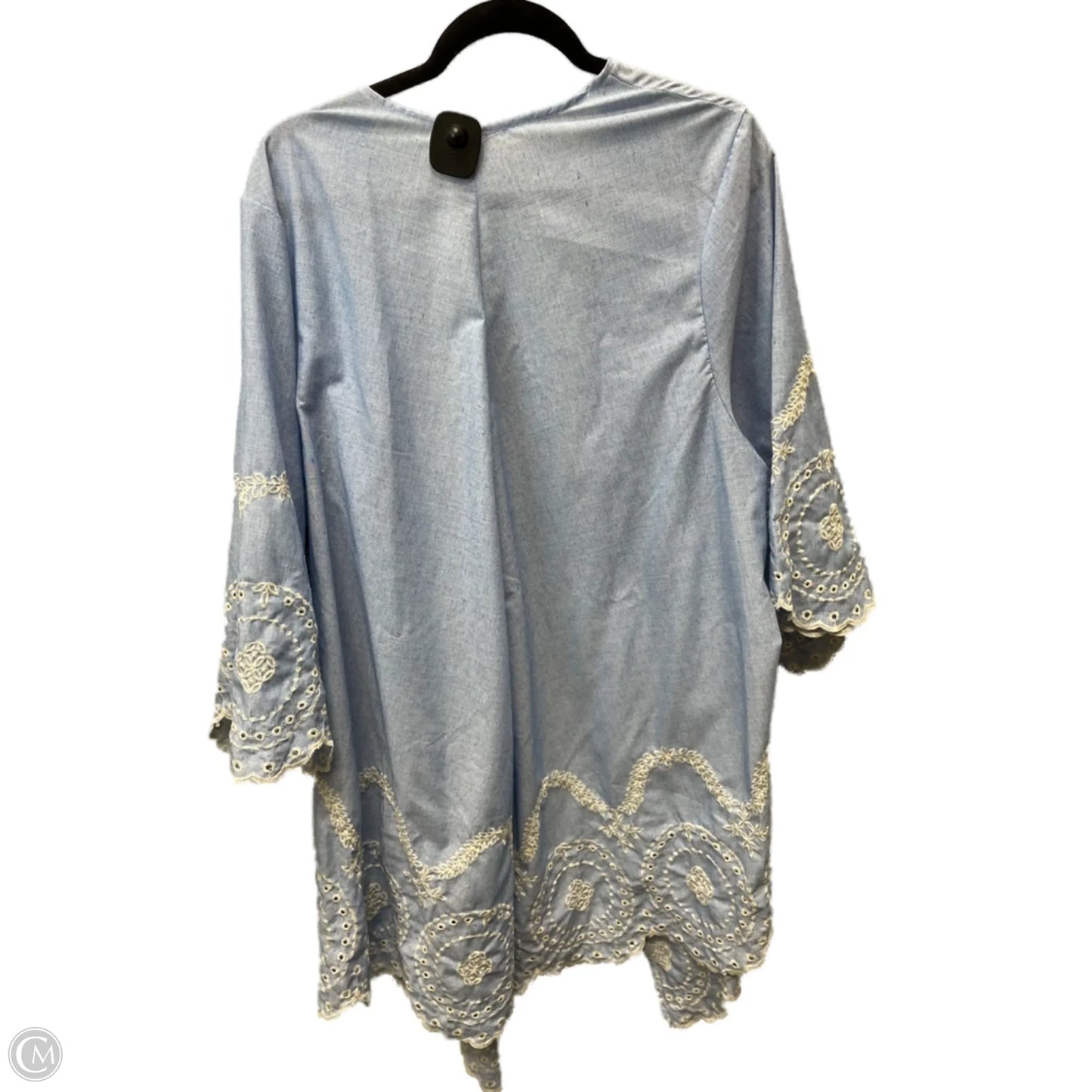 Cardigan By Clothes Mentor In Blue & White, Size: 2x
