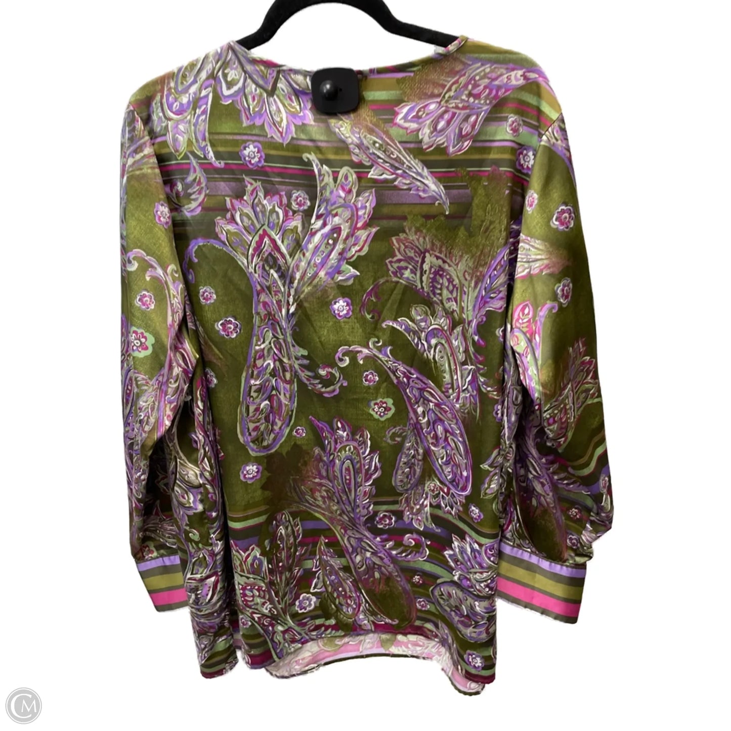 Blouse Long Sleeve By Belle By Kim Gravel In Green & Purple, Size: 1x