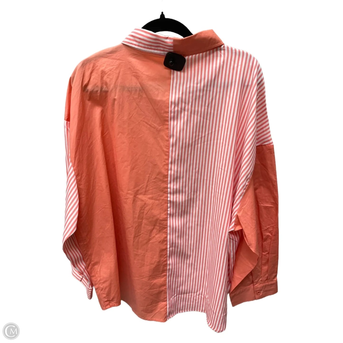 Top Long Sleeve By Pink Lily In Pink & White, Size: 3x