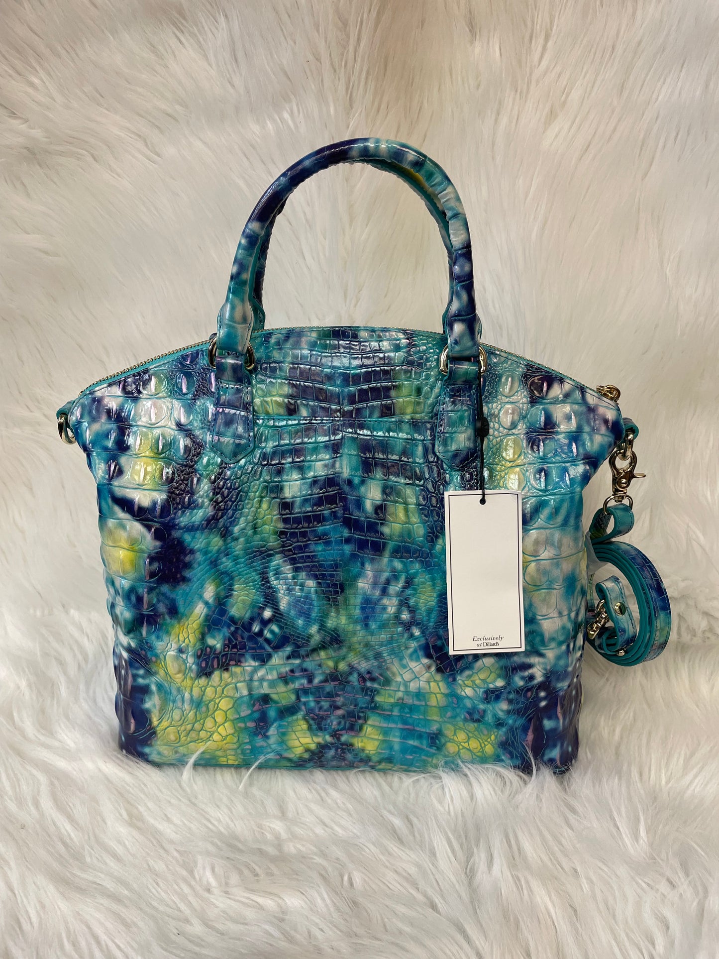 HANDBAG DESIGNER by BRAHMIN In BLUE & GREEN, Size: LARGE