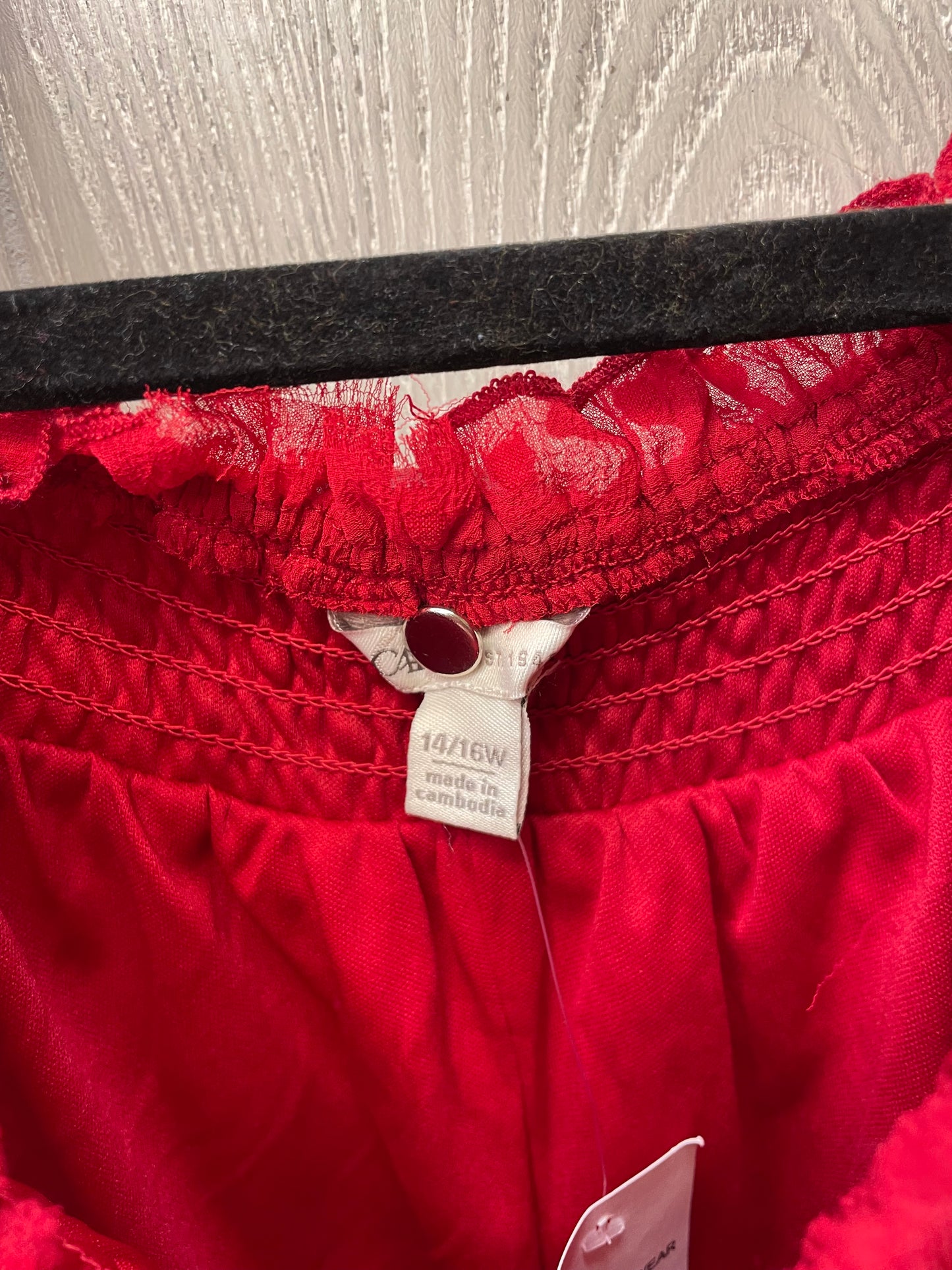 Top 3/4 Sleeve By Cato In Red, Size:Xl