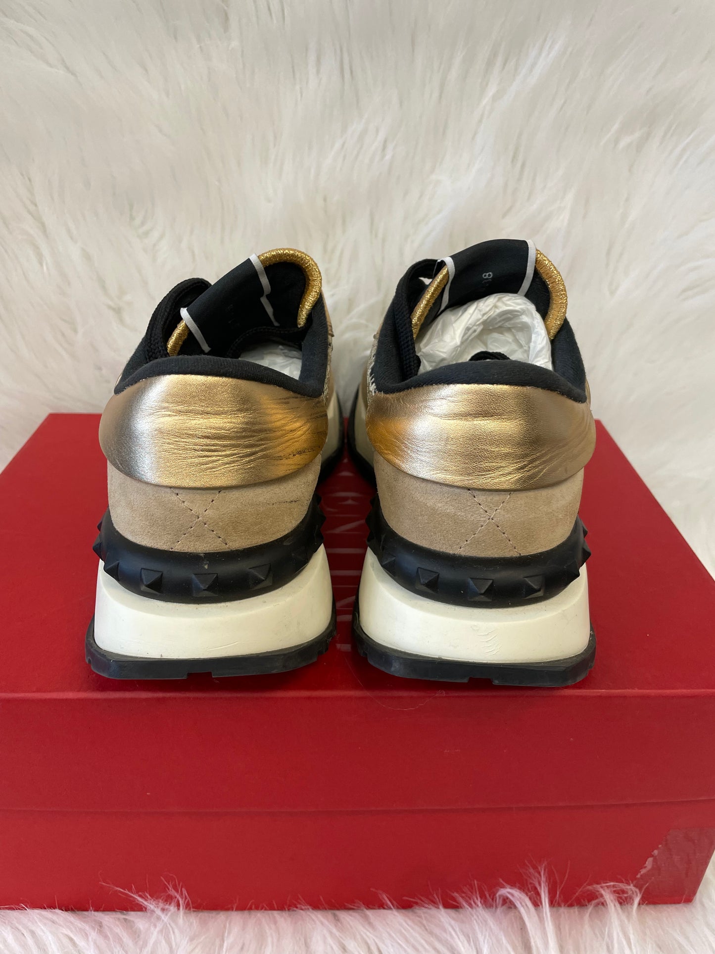SHOES LUXURY DESIGNER by VALENTINO-GARAVANI In GOLD & TAN, Size: 8