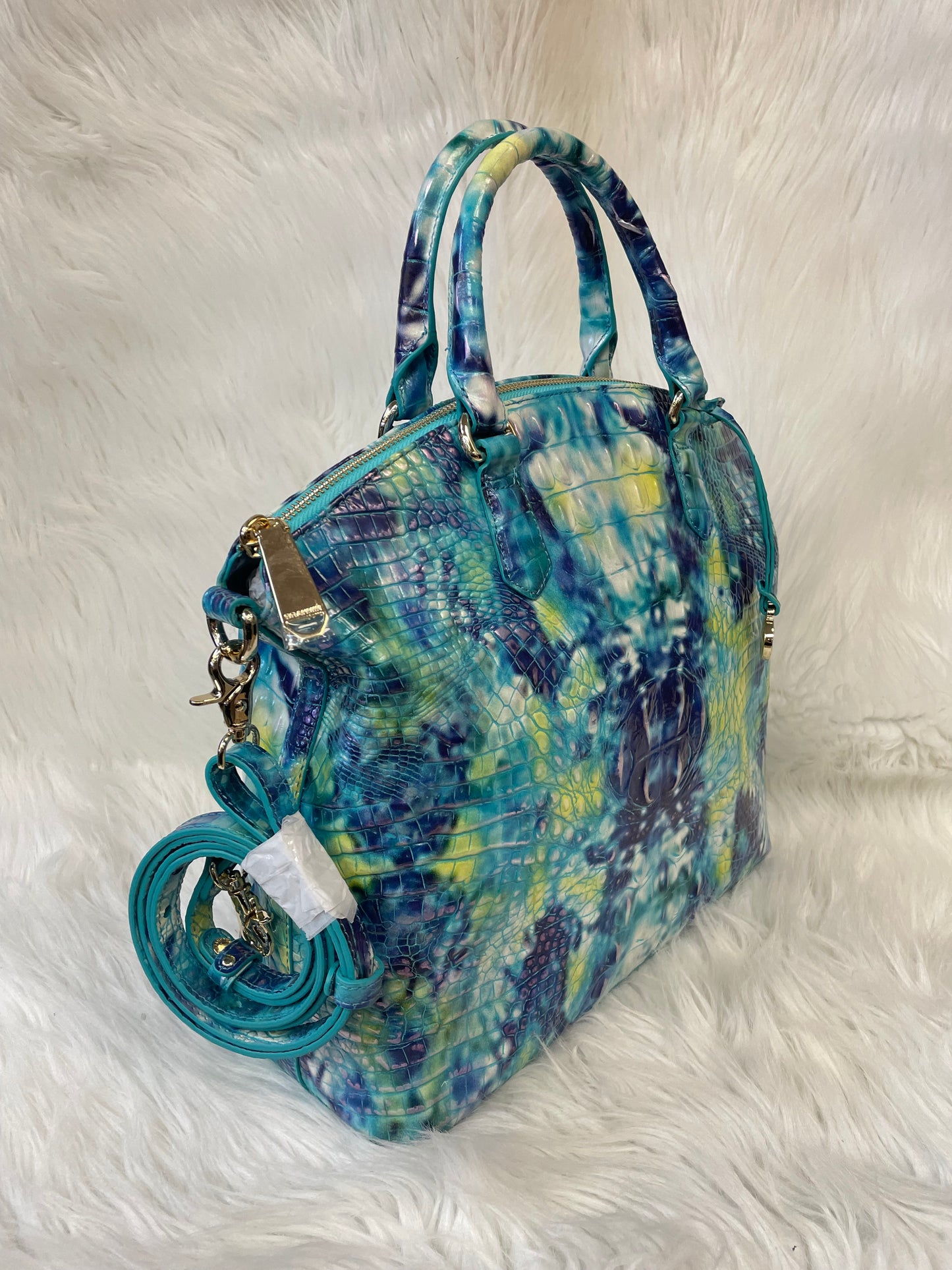 HANDBAG DESIGNER by BRAHMIN In BLUE & GREEN, Size: LARGE