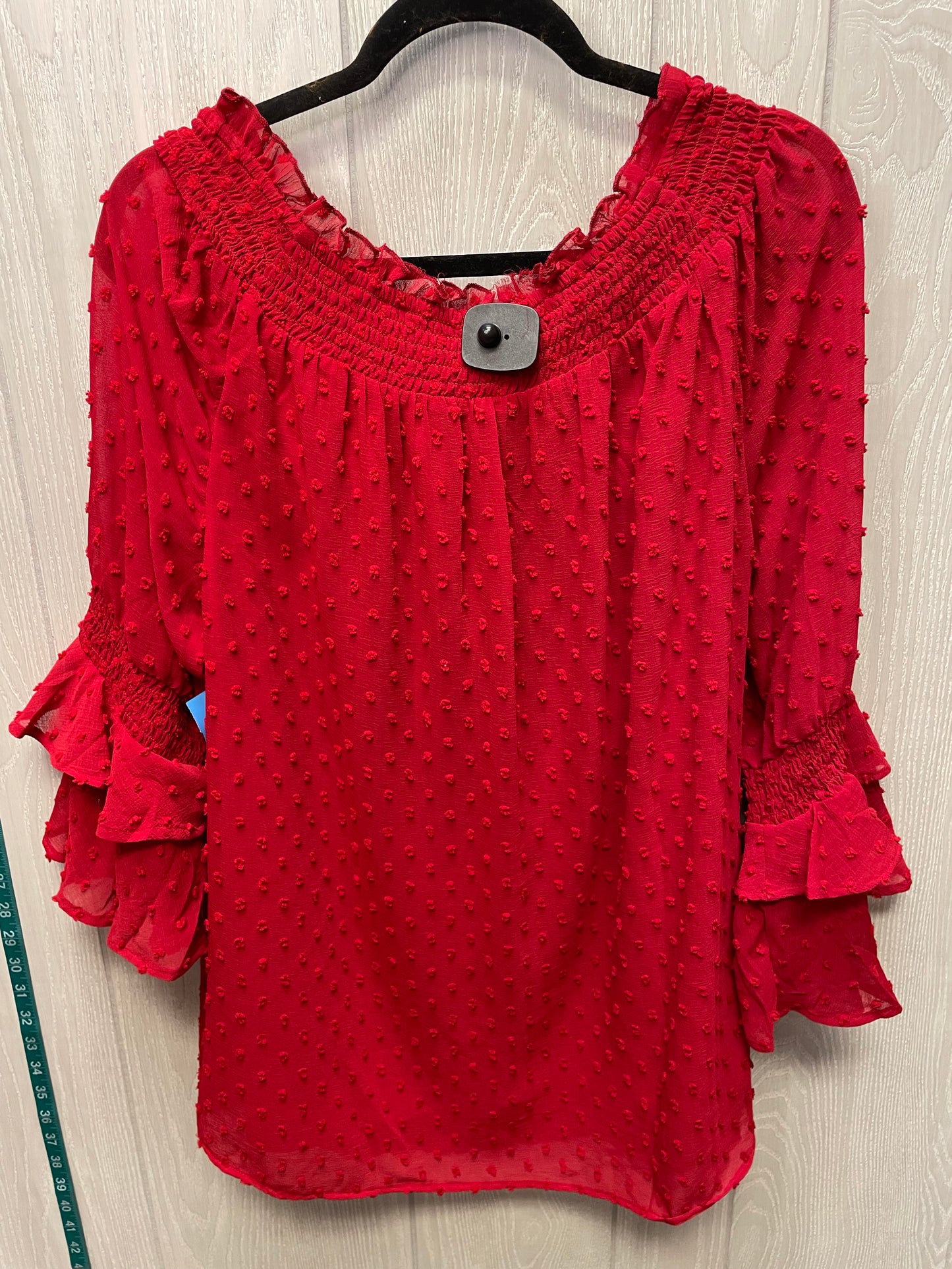 Top 3/4 Sleeve By Cato In Red, Size:Xl