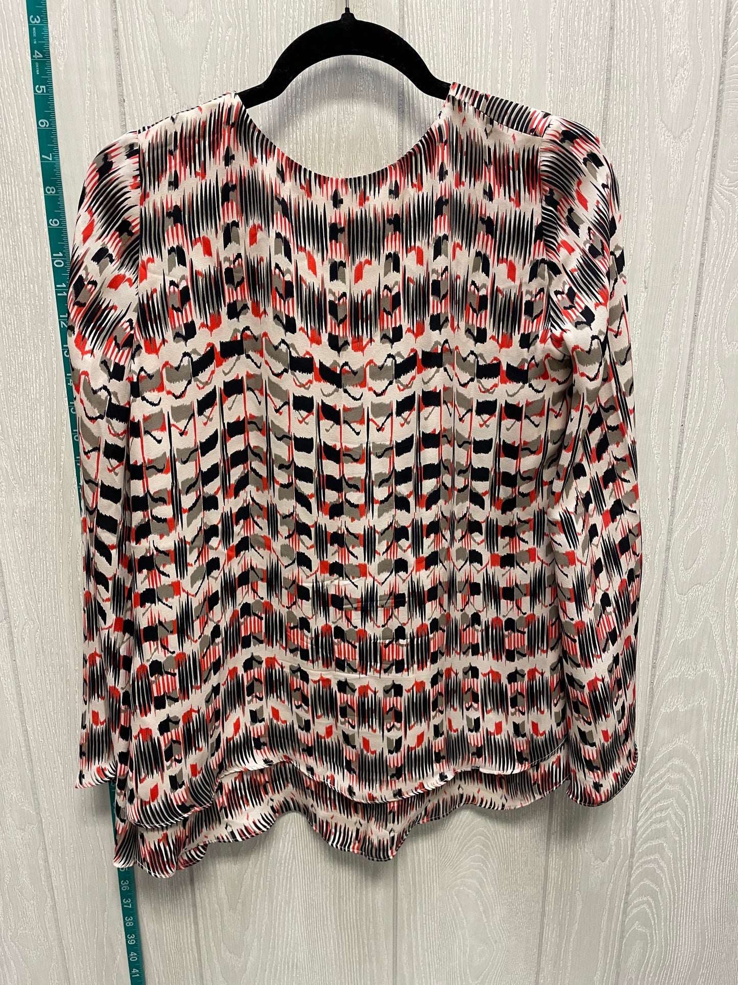 Red Black Blouse Long Sleeve Parker, Size S