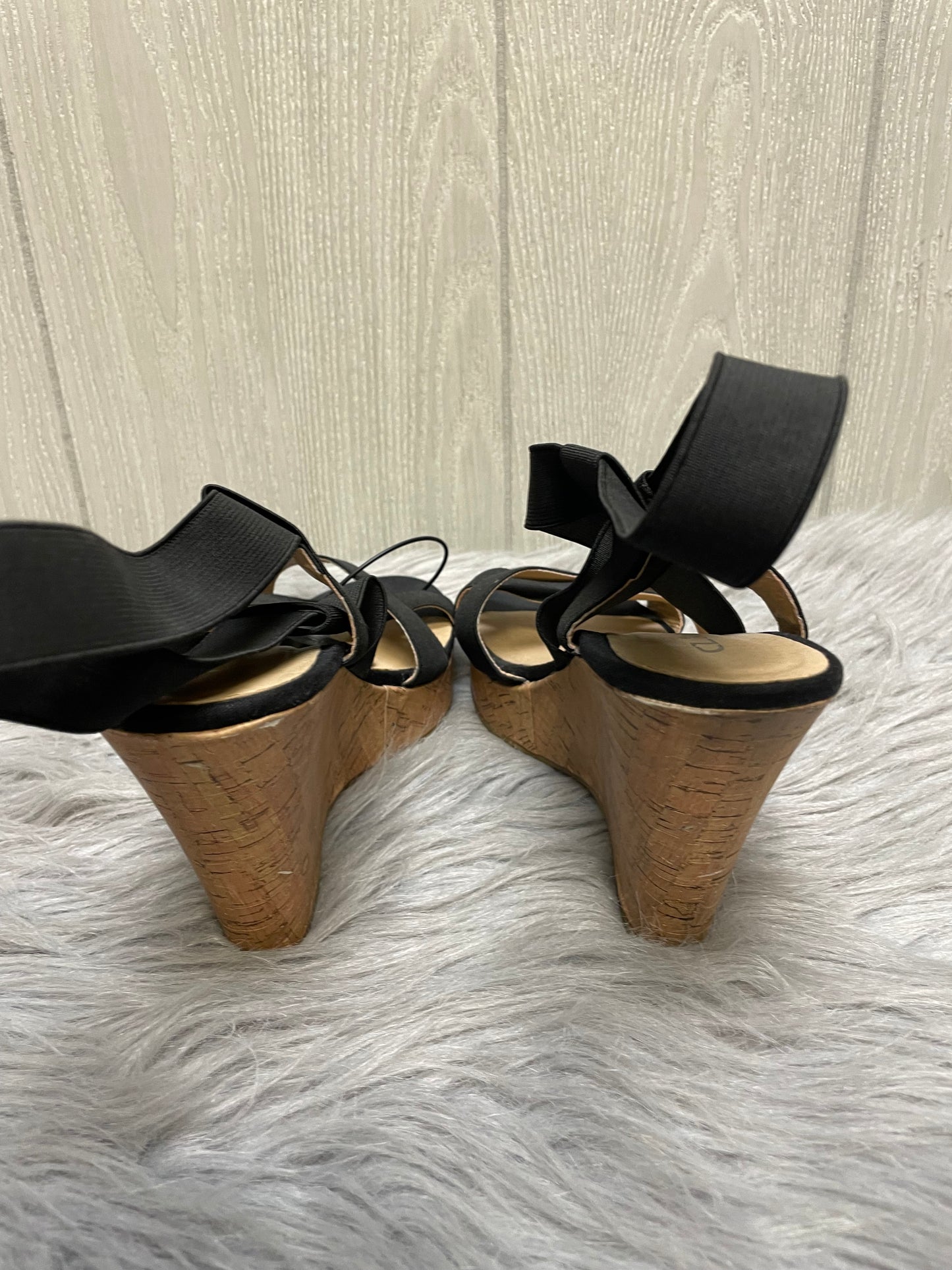 Black Sandals Heels Wedge Cl By Chinese Laundry, Size 9