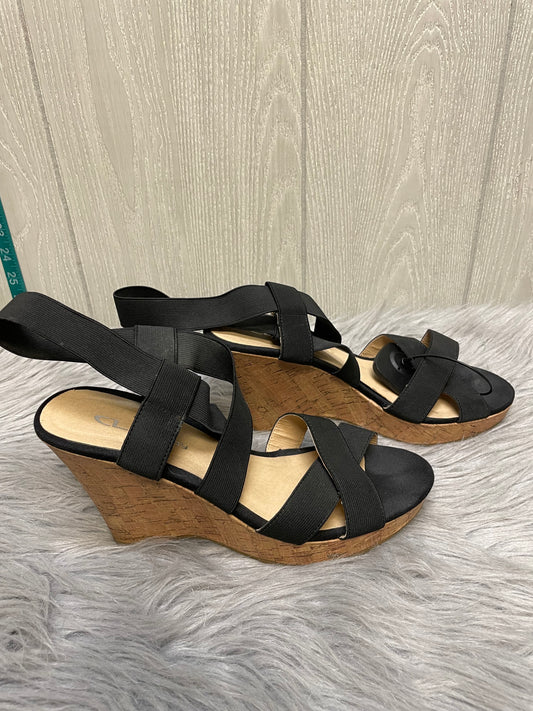 Black Sandals Heels Wedge Cl By Chinese Laundry, Size 9