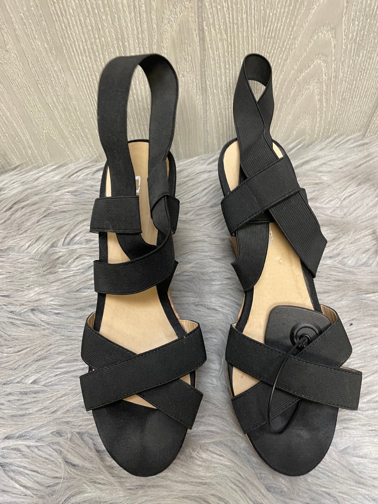 Black Sandals Heels Wedge Cl By Chinese Laundry, Size 9