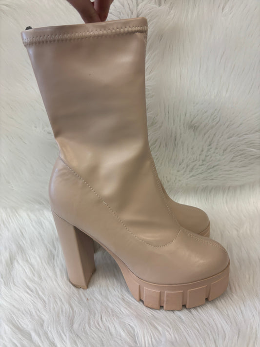 Boots Ankle Heels By Liliana In Tan, Size: 11