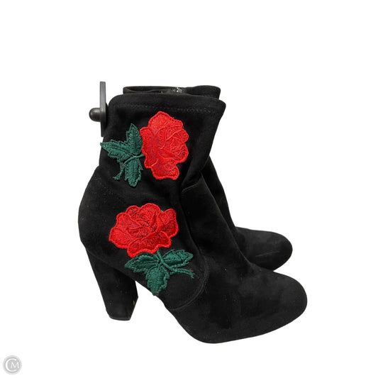 Boots Ankle Heels By Bamboo In Black & Red, Size: 9