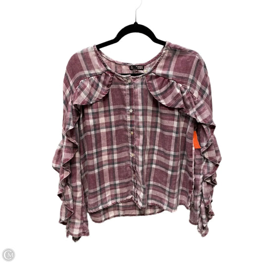 Top Long Sleeve By tinsel town In Plaid Pattern, Size: S