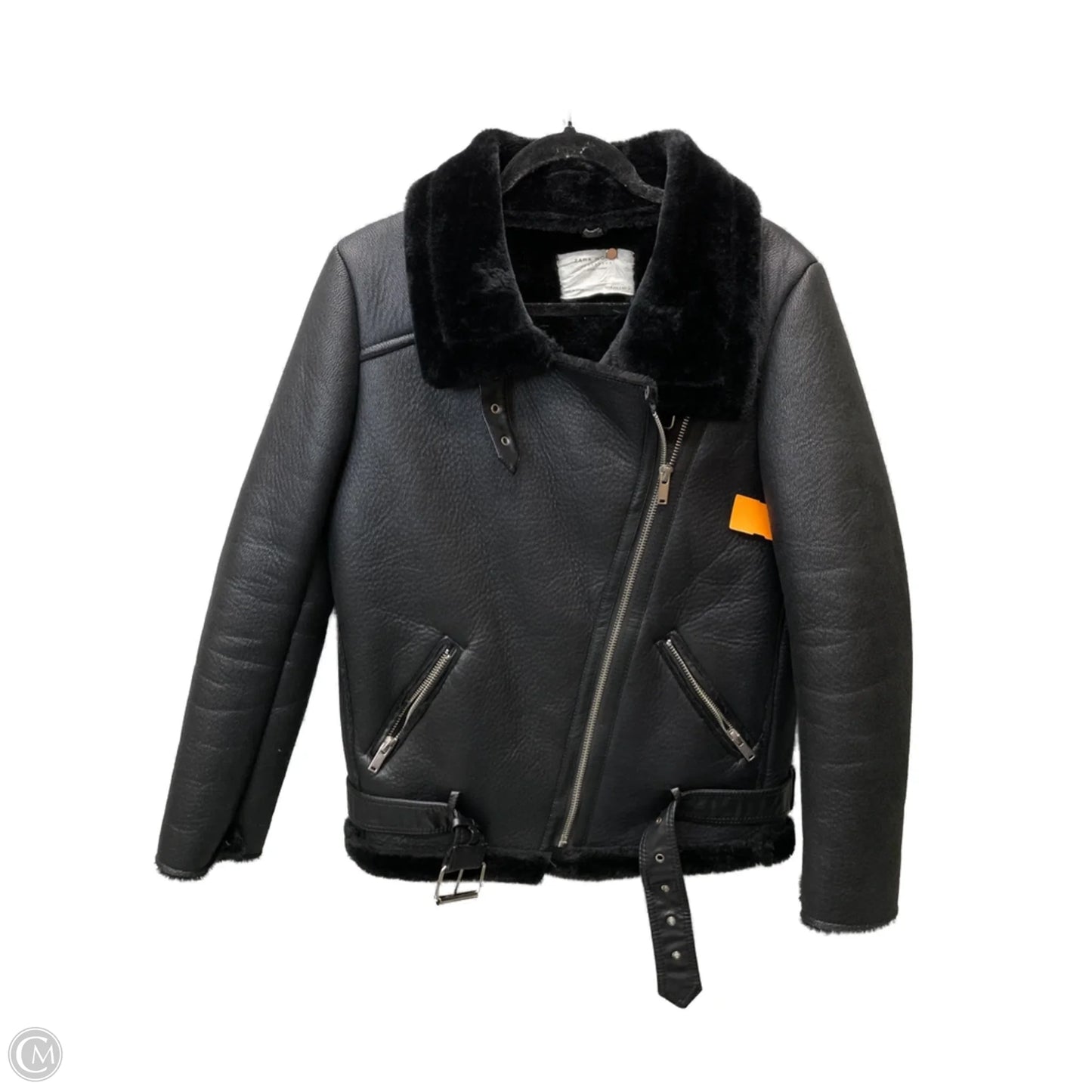Coat Faux Fur & Sherpa By Zara Women In Black, Size: S