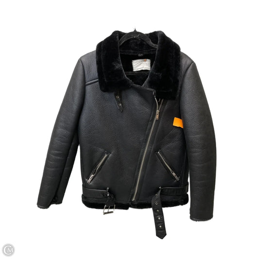 Coat Faux Fur & Sherpa By Zara Women In Black, Size: S