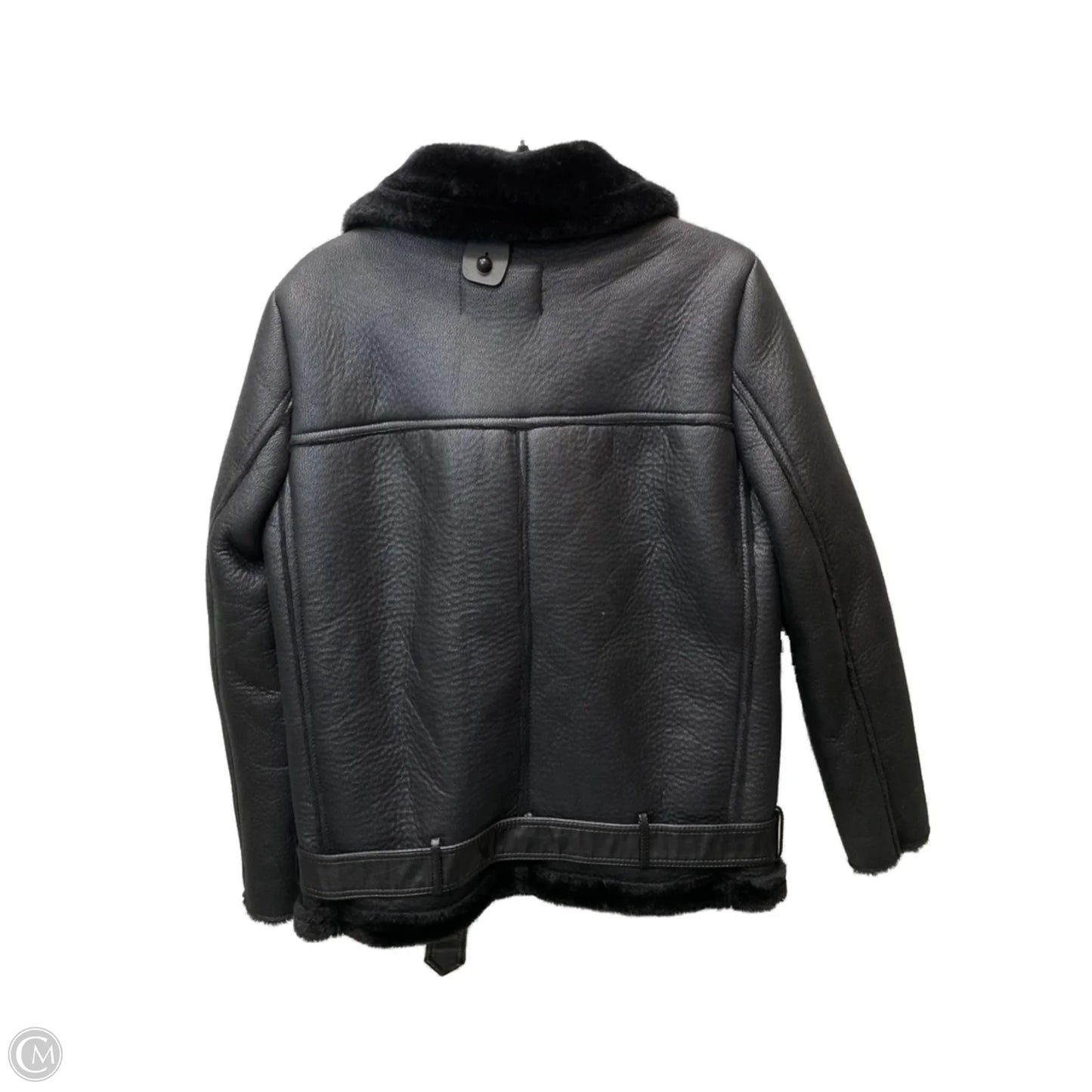 Coat Faux Fur & Sherpa By Zara Women In Black, Size: S