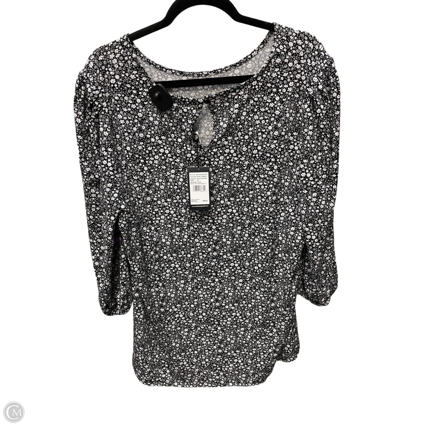 Top Short Sleeve By Adrianna Papell In Black & White, Size: 1x