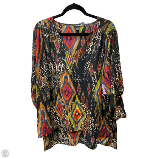 Blouse 3/4 Sleeve By New Directions In Tie Dye Print, Size: 1x