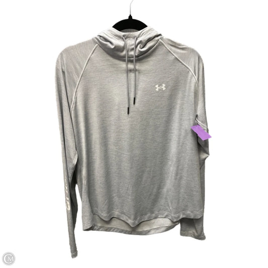Athletic Top Long Sleeve Hoodie By Under Armour In Grey & White, Size: Xl