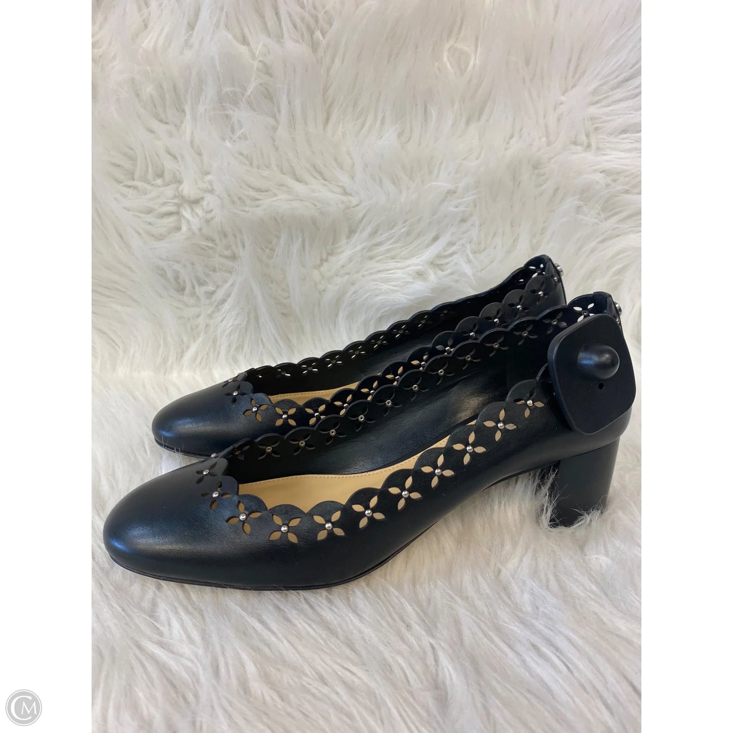 Shoes Heels Block By Michael By Michael Kors In Black & Silver, Size: 7.5