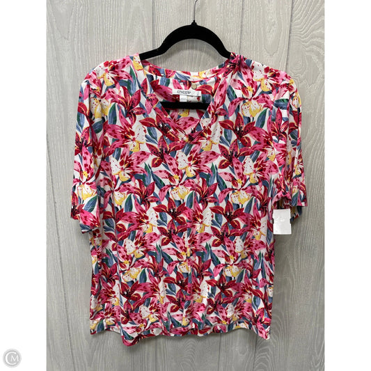 Top Short Sleeve By Chicos In Floral Print, Size: Xl