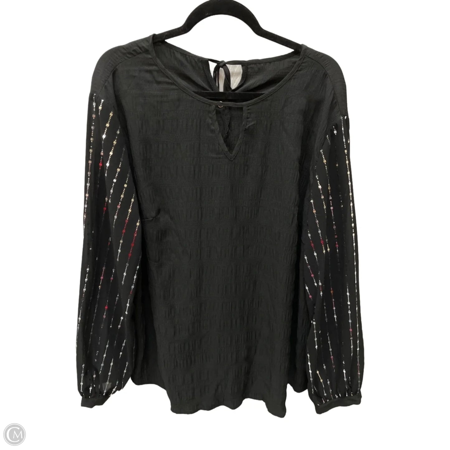 Top Long Sleeve By Shein In Black & Silver, Size: 2x
