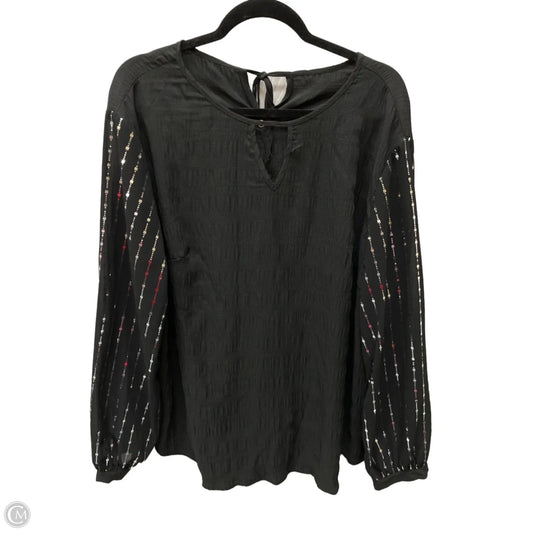Top Long Sleeve By Shein In Black & Silver, Size: 2x