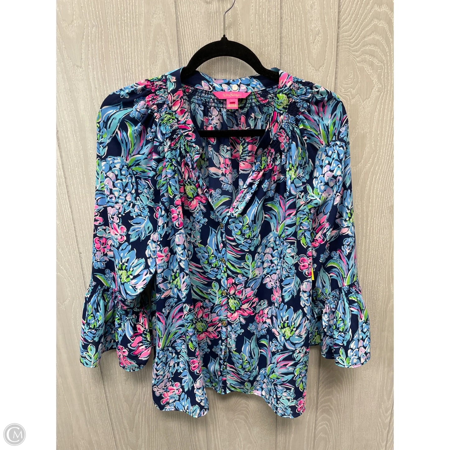 Top 3/4 Sleeve Designer By Lilly Pulitzer In Multi-colored, Size: L