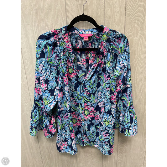 Top 3/4 Sleeve Designer By Lilly Pulitzer In Multi-colored, Size: L
