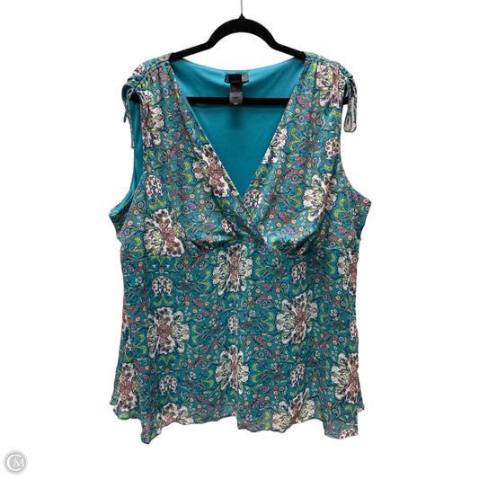 Top Sleeveless By Bisou Bisou In Floral Print, Size: 3x