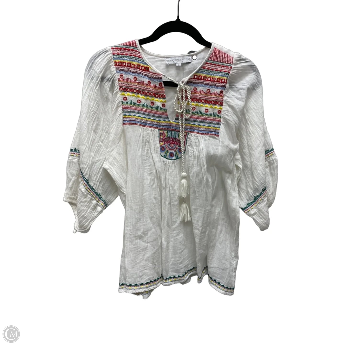 Top Short Sleeve By Clothes Mentor In White, Size: L