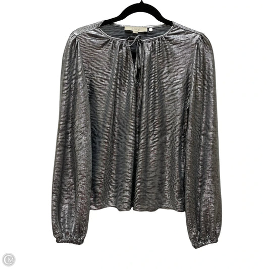 Blouse Long Sleeve By Loft In Silver, Size: Xs