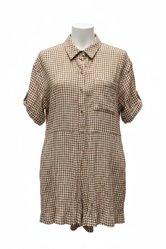 Romper By Topshop In Brown & Cream, Size: S