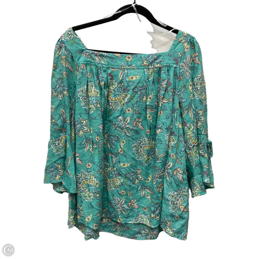 Top 3/4 Sleeve By Zac And Rachel In Floral Print, Size: 2x