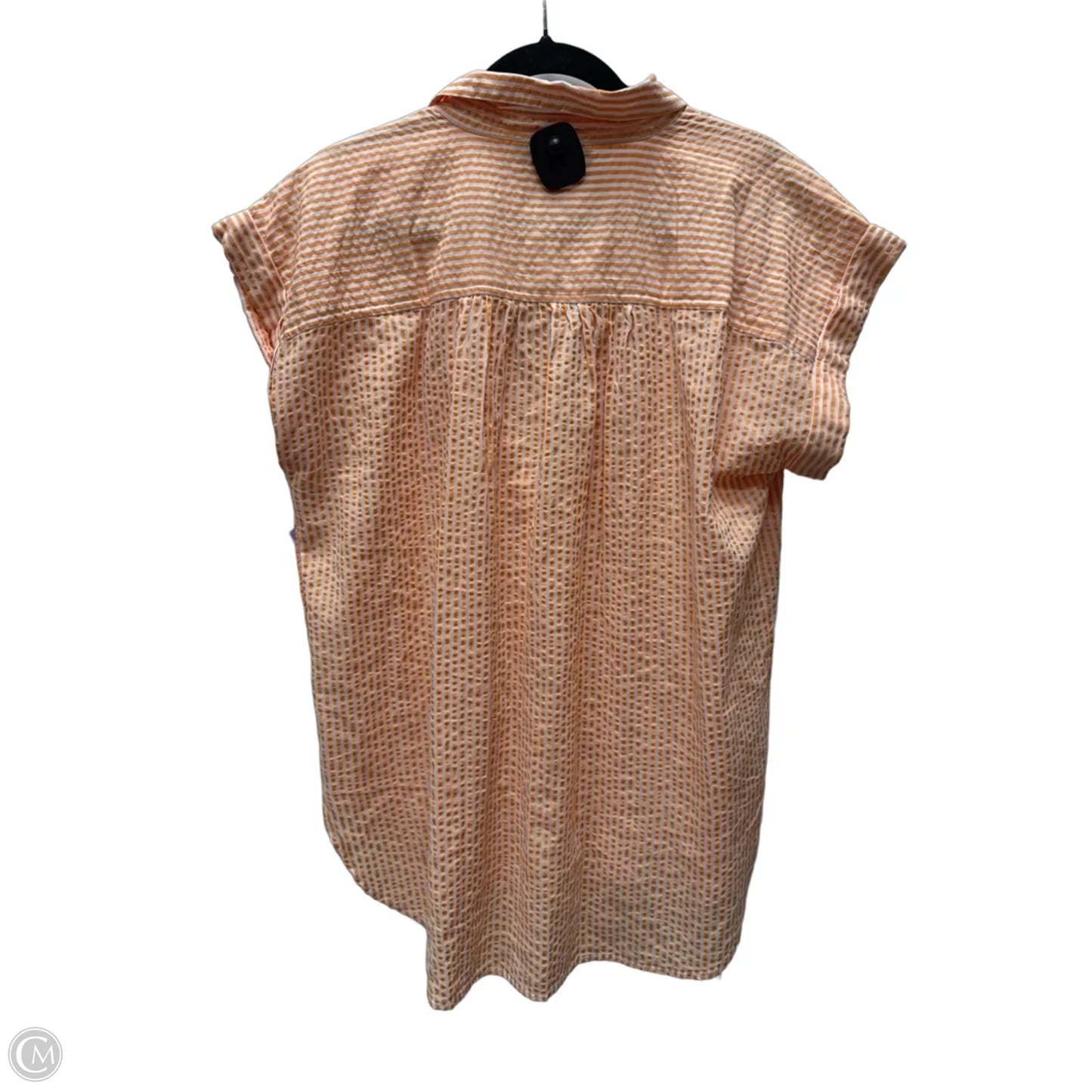 Top Short Sleeve By Loft In Orange & White, Size: L