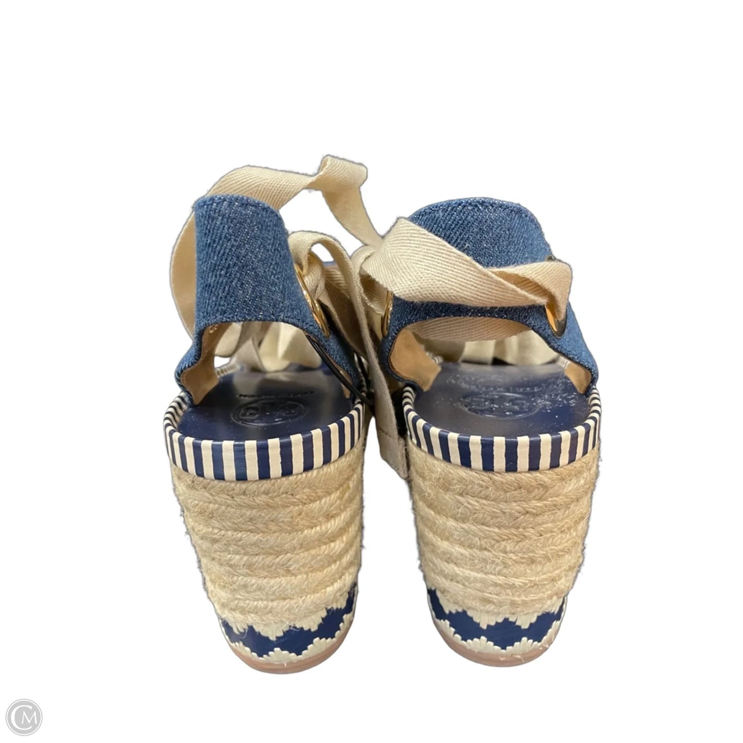 Shoes Designer By Tory Burch In Blue & Tan, Size: 8