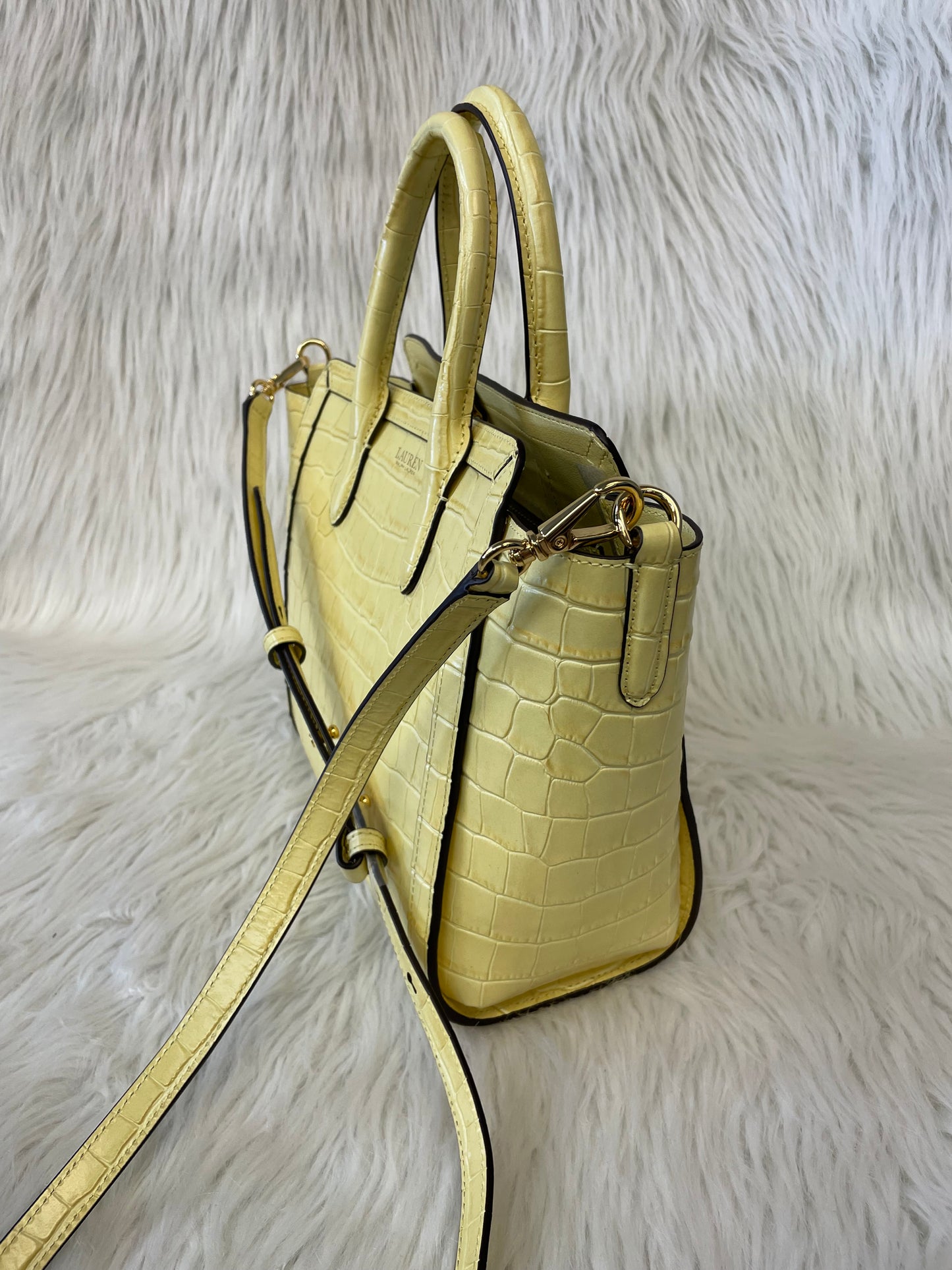 Handbag Leather Lauren By Ralph Lauren, Size Medium