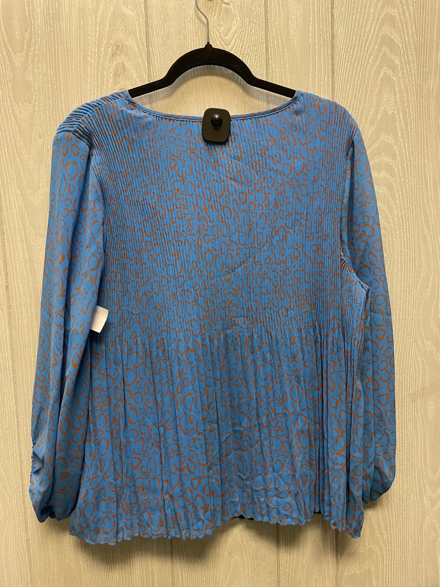 Blouse Long Sleeve By Nine West Apparel In Blue & Orange, Size: Xl