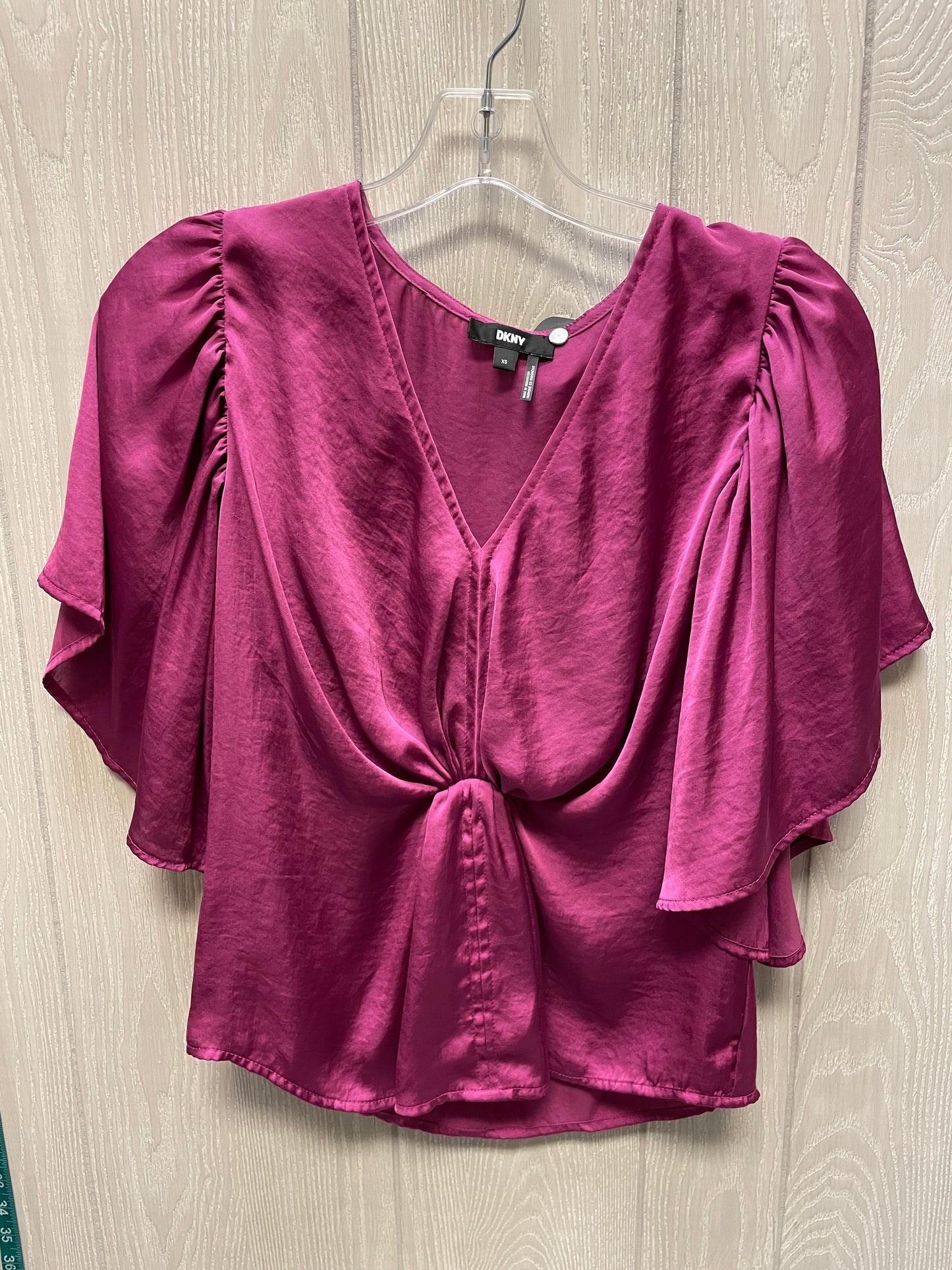 Blouse Short Sleeve By Dkny In Purple, Size: Xs