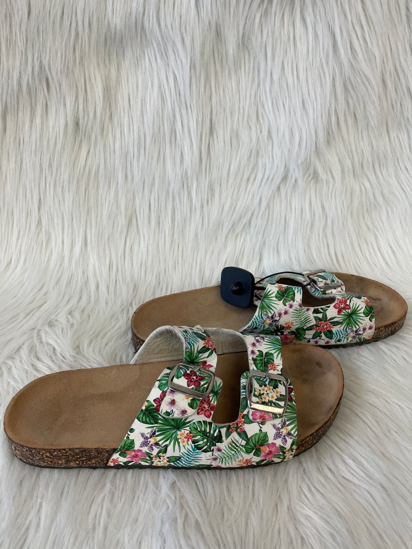 Sandals Flats By Clothes Mentor In Floral Print, Size: 9.5