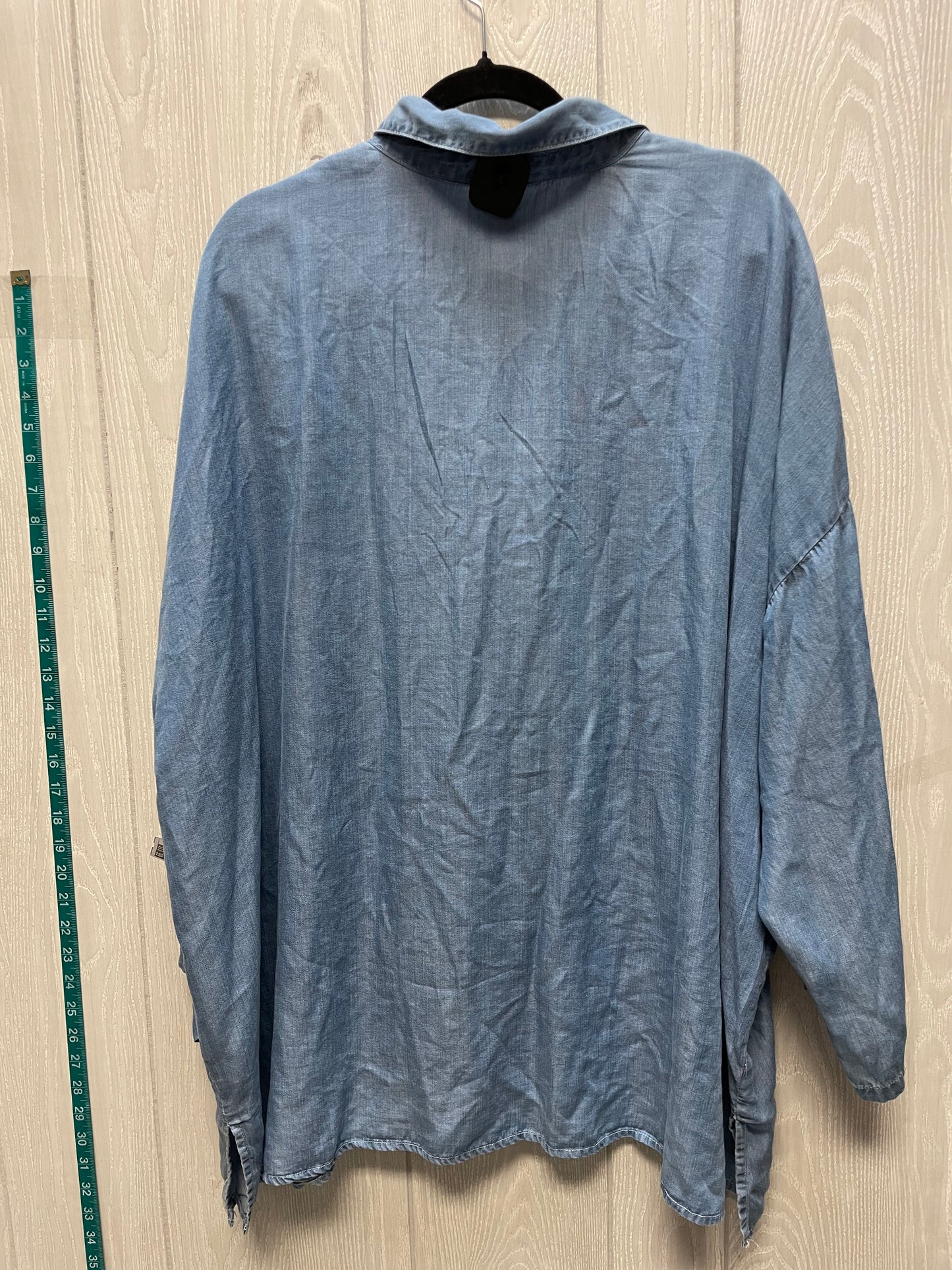 Tunic Long Sleeve By Clothes Mentor In Blue Denim, Size: 3x