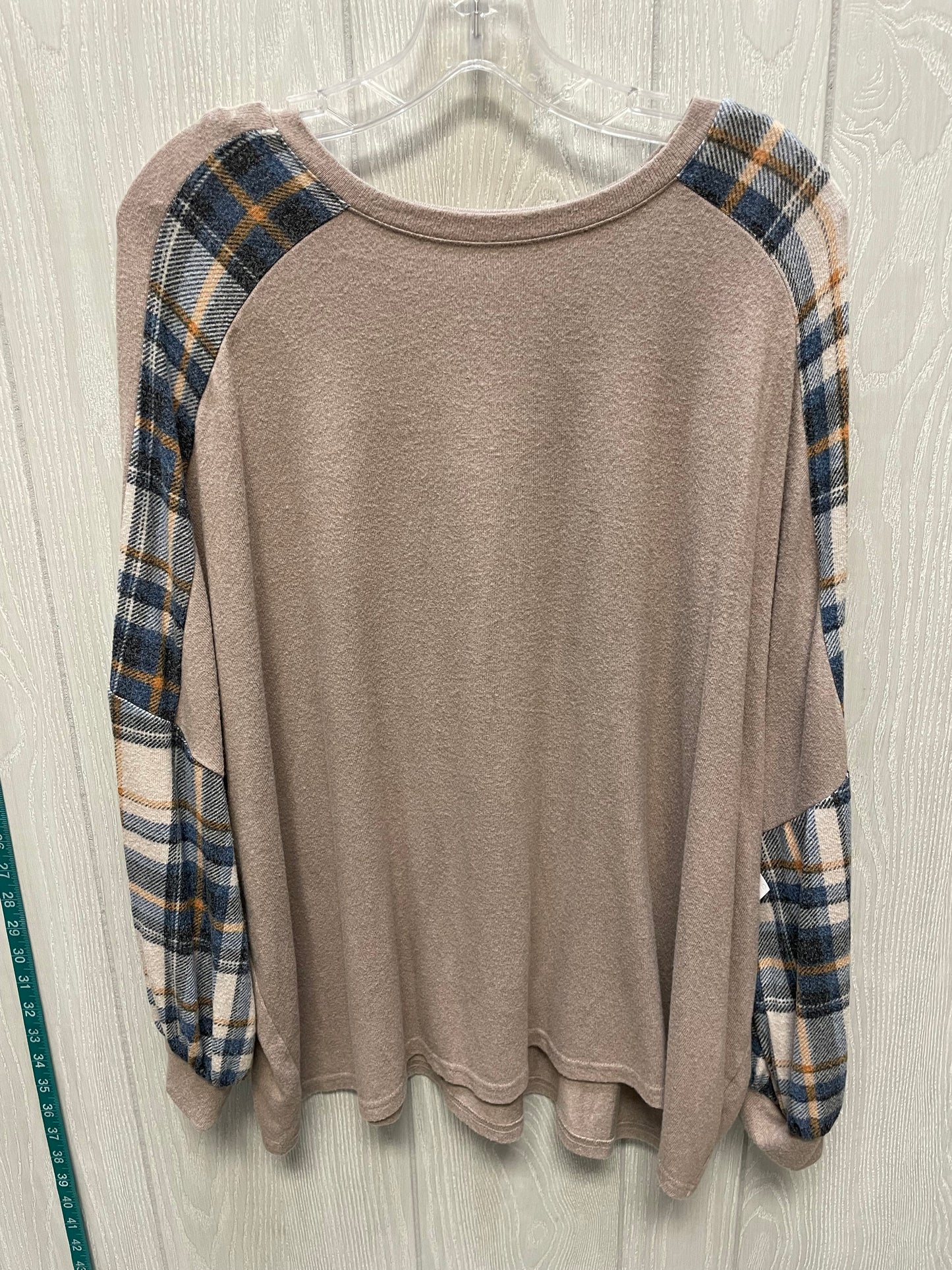 Top 3/4 Sleeve By Maurices In Blue & Tan, Size: 1x