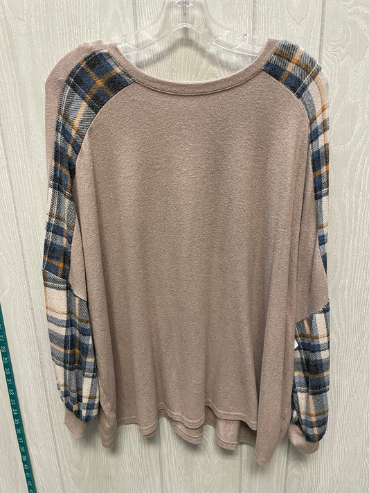 Top 3/4 Sleeve By Maurices In Blue & Tan, Size: 1x