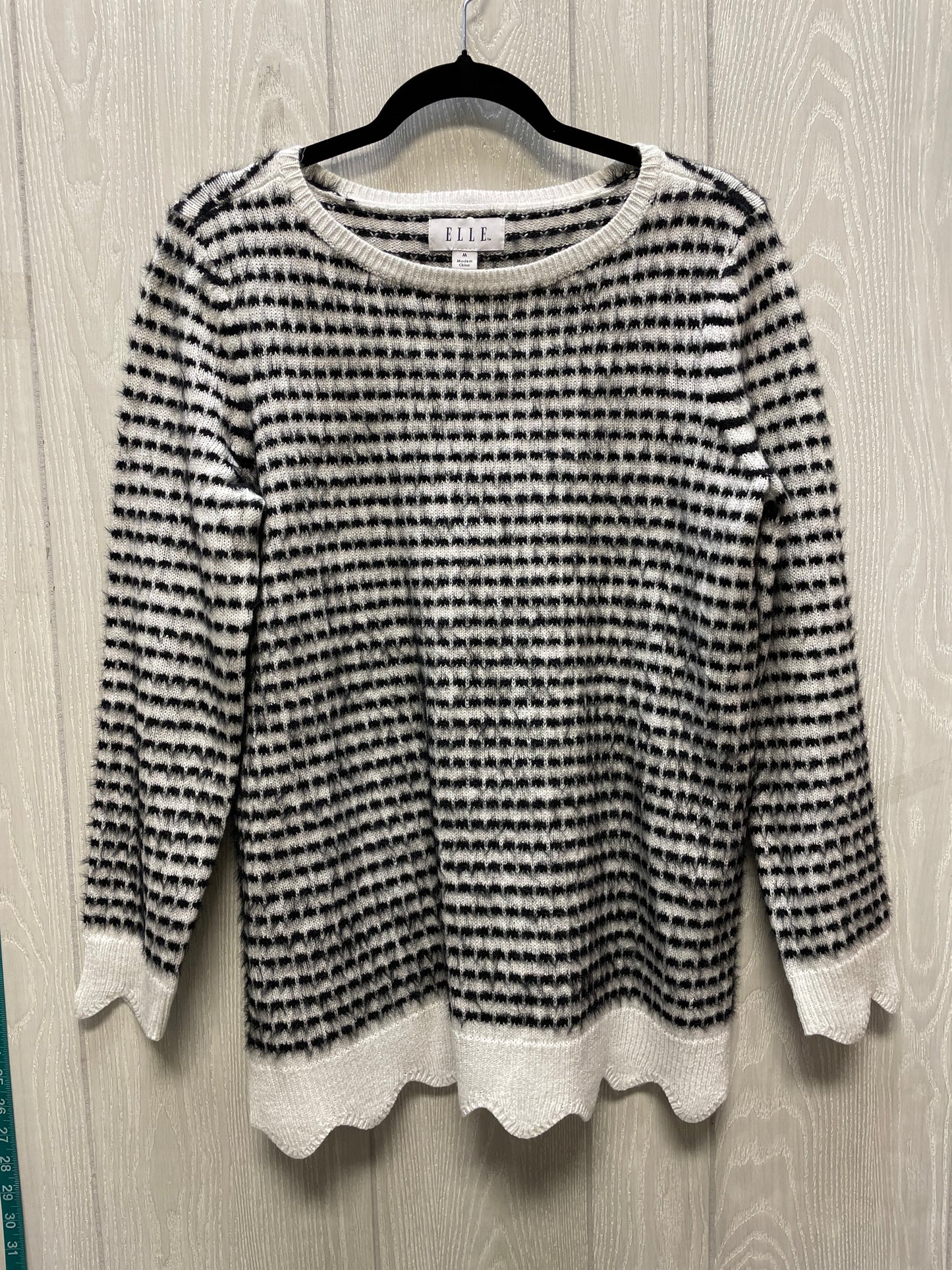 Sweater By Elle In Black & Cream, Size: M