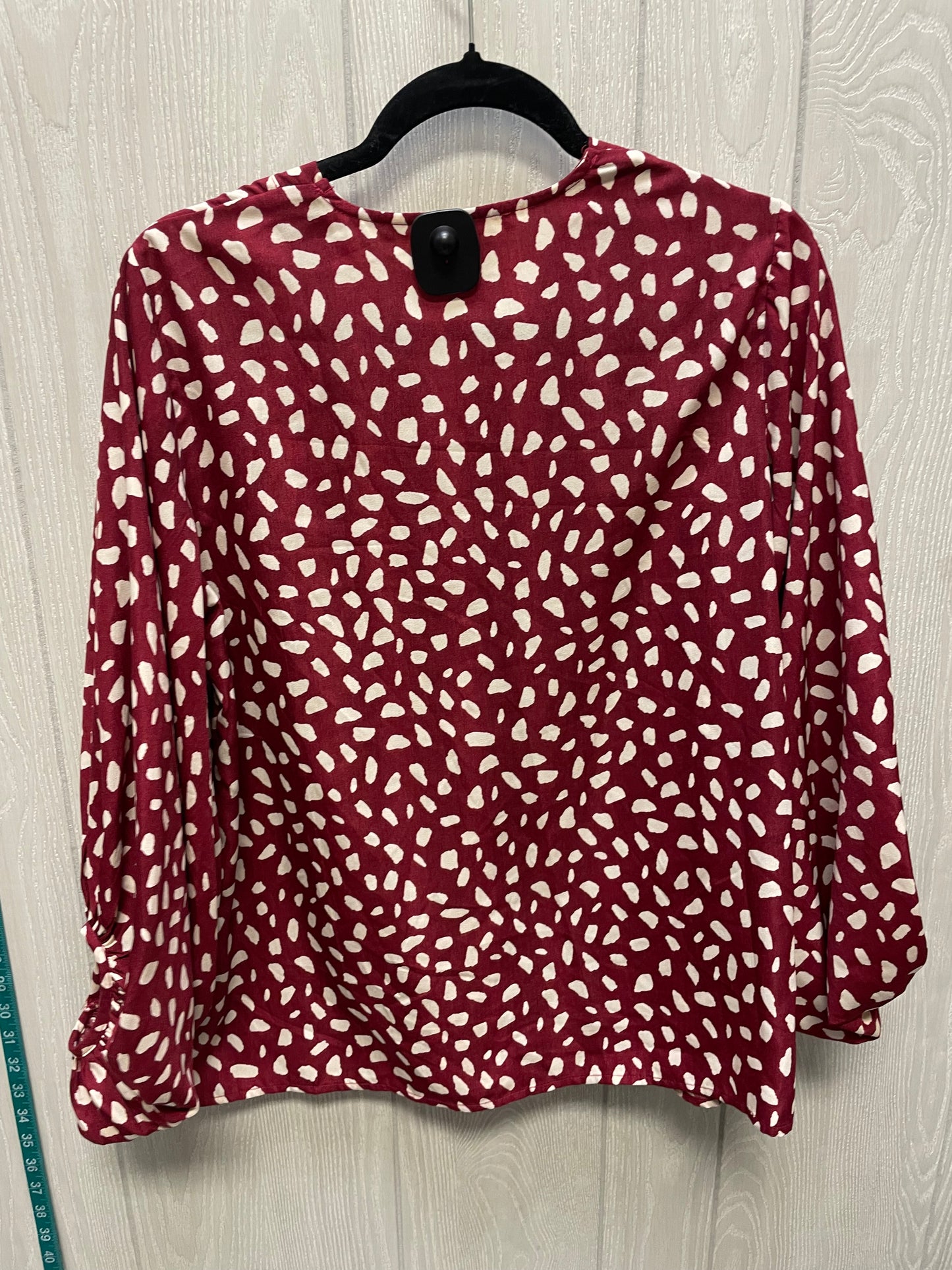 Blouse Long Sleeve By Entro In Cream & Red, Size: S