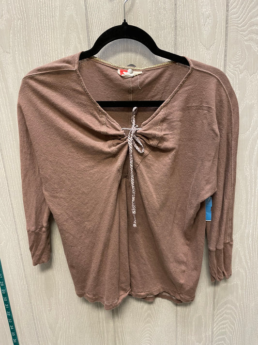 Top Long Sleeve By Anthropologie In Brown, Size: S