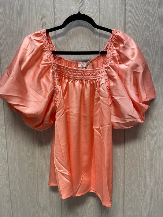 Blouse Short Sleeve By Entro In Coral, Size: L