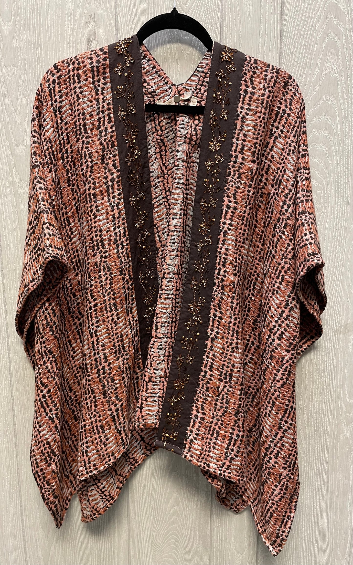 Sweater Cardigan By Soft Surroundings In Brown & Pink, Size: L