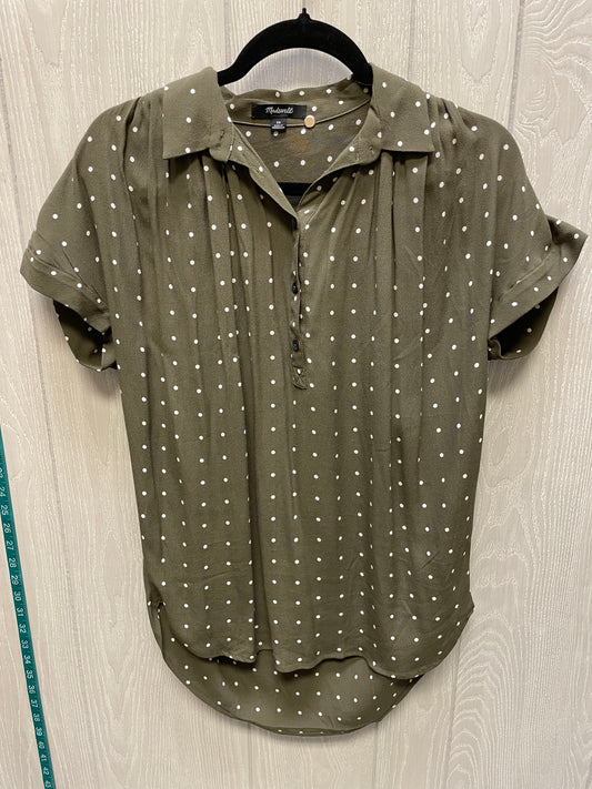 Blouse Short Sleeve By Madewell In Polkadot Pattern, Size: Xs