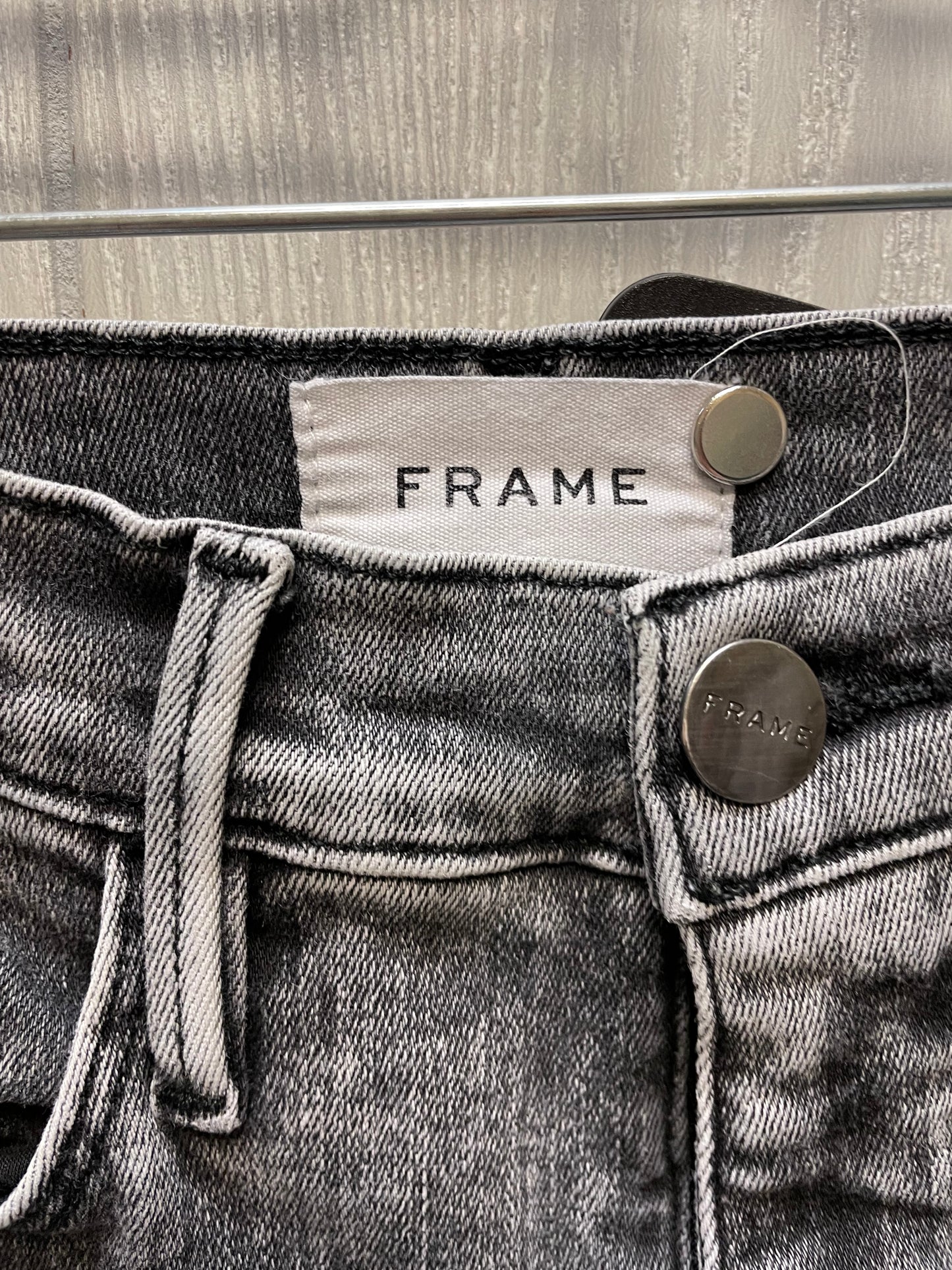 Jeans Straight By Frame In Black Denim, Size: 2