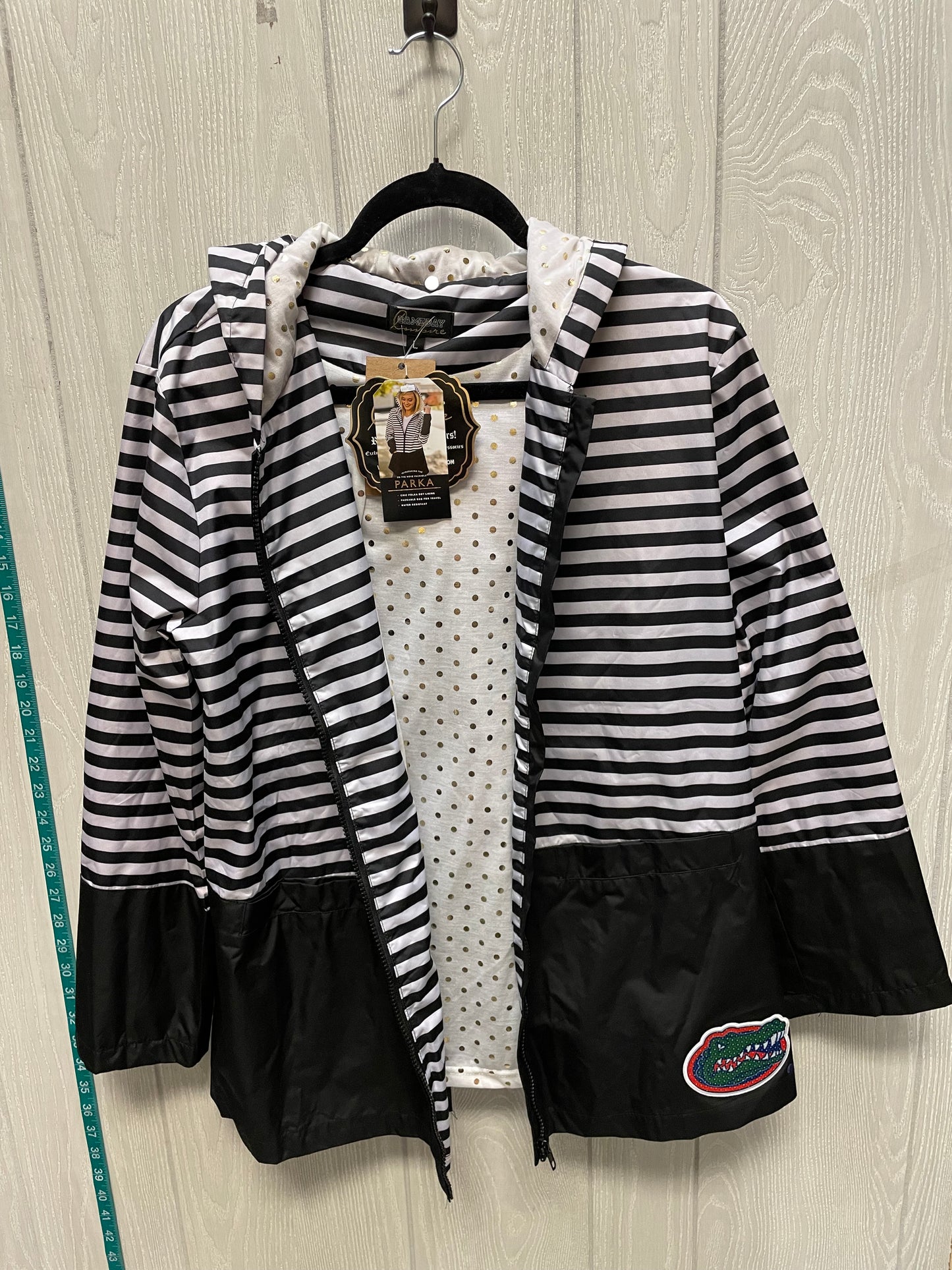 Coat Raincoat By Gameday Couture In Black & White, Size: L